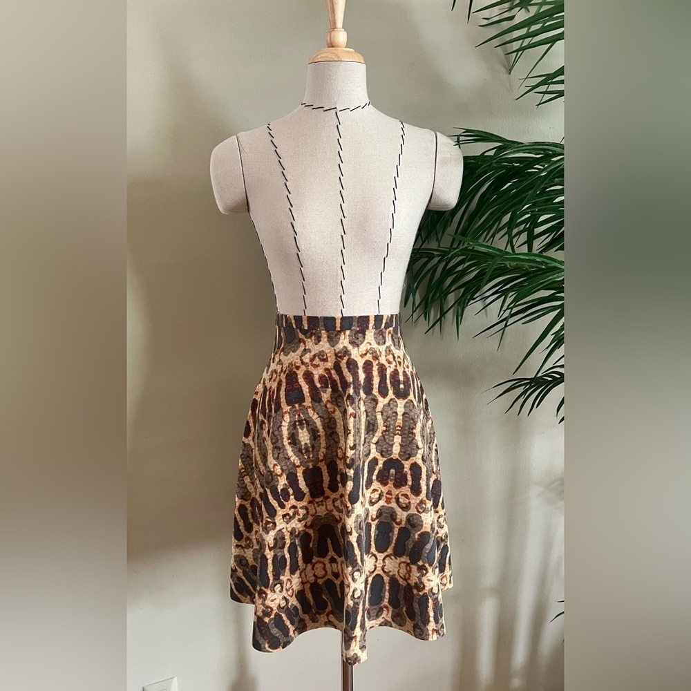 Joe Fresh Brown Cream Pront A-Line Skirt | Size 0
